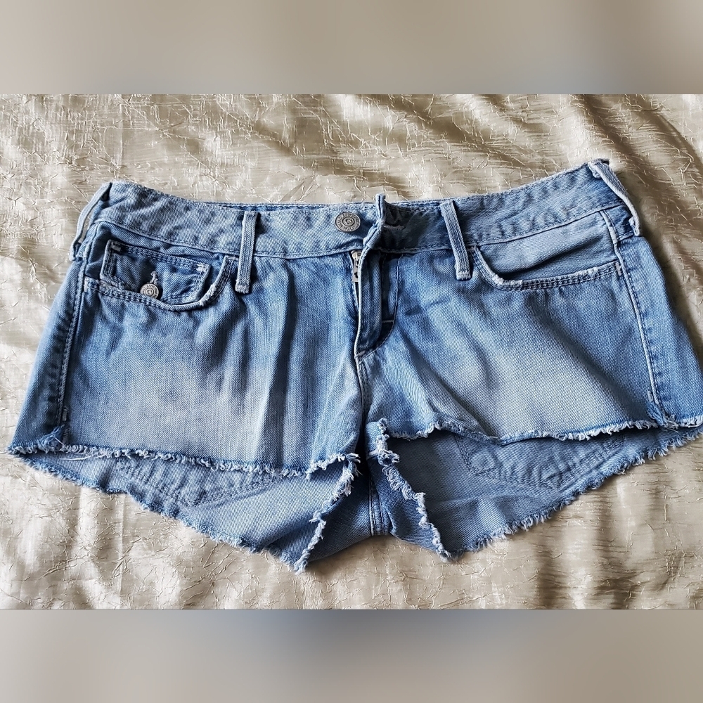 True Religion Light stonewash denim short shorts